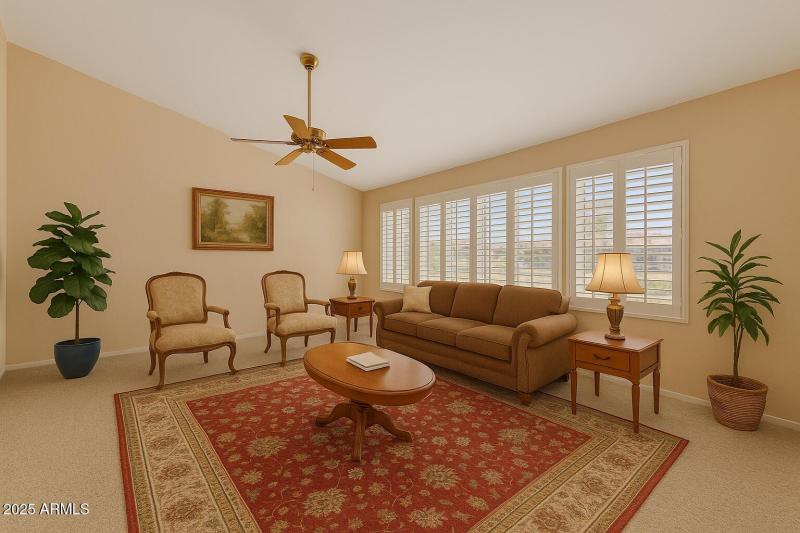 Virtually staged traditional living room
