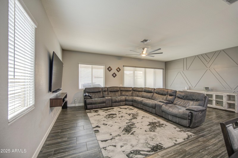 Living room w/custom wall