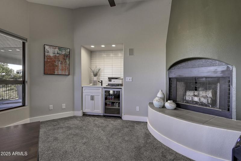 Cozy Kiva Fireplace off Primary