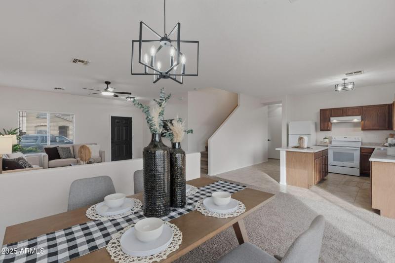 Dining view to LR & Kitchen