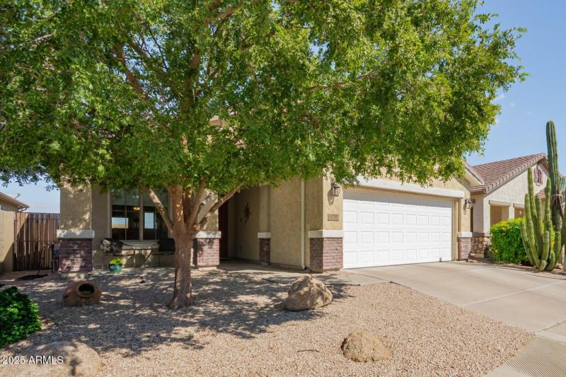 front yard has lovely shade tree
