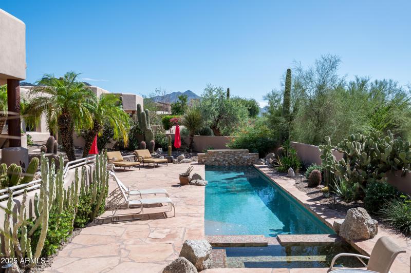 Lap Pool with Fountain & Spa
