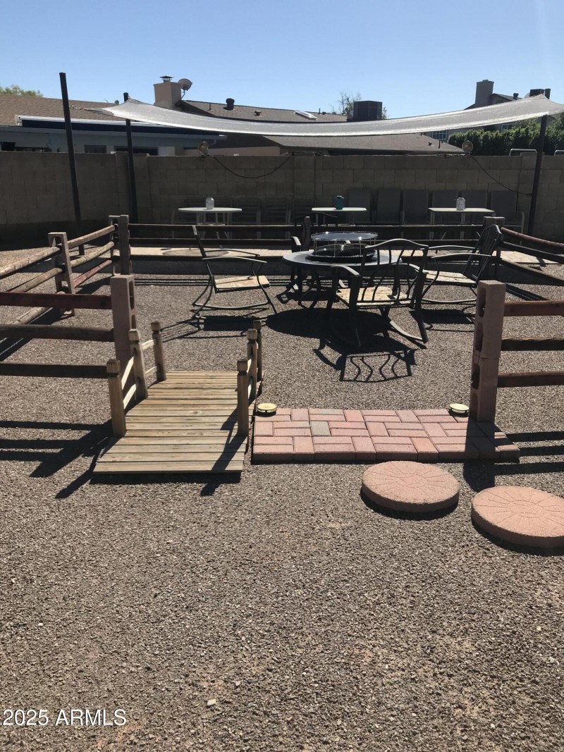 Corral wood firepit area