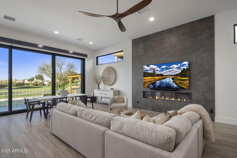 Great Room with Slate Tile Fireplace