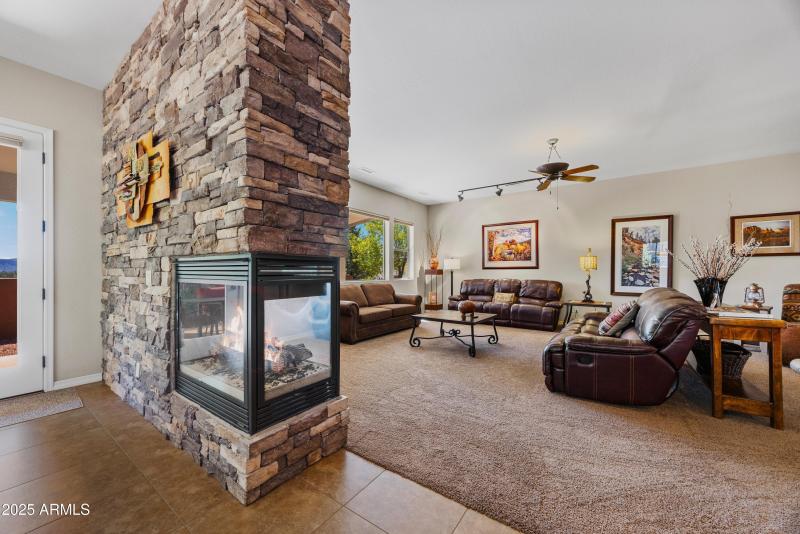 two sided fireplace splits rooms!