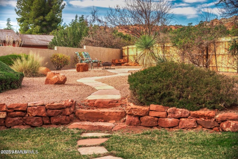 Backyard sitting area for views