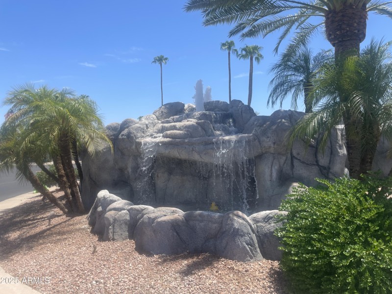 Waterfall across the street