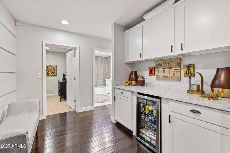 Built-in wet bar with wine cooler