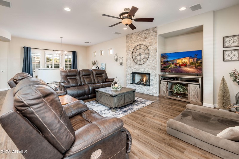 Stacked Stone Fireplace