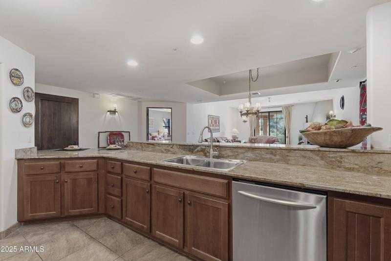 Island Overlooks Dining and Living Area