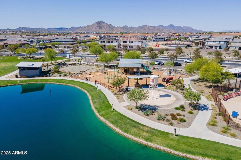 aerial lake and clubhouse