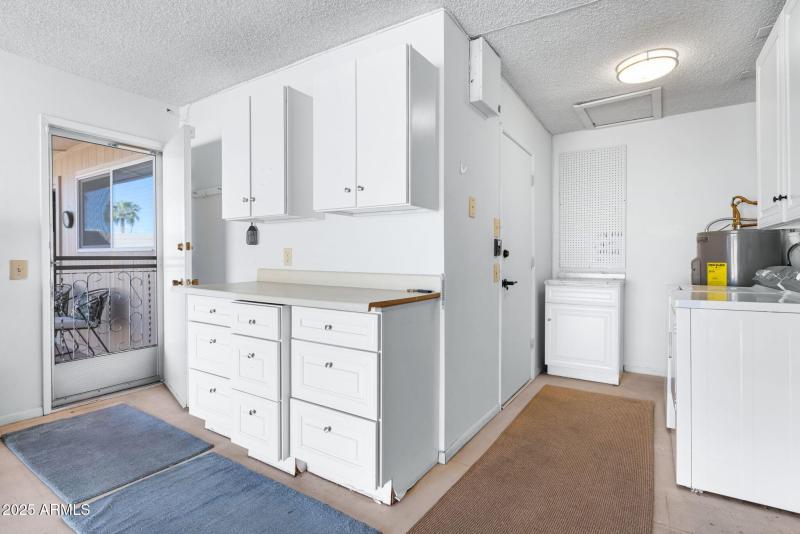 Storage galore and screened entry to pat