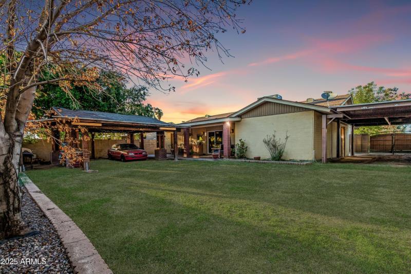 Backyard showing grass