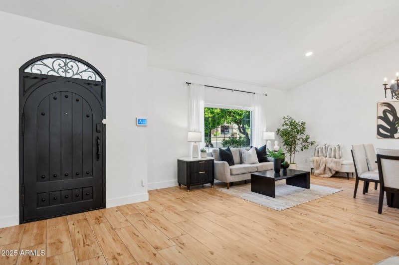 Tile wood inspired floors throughout