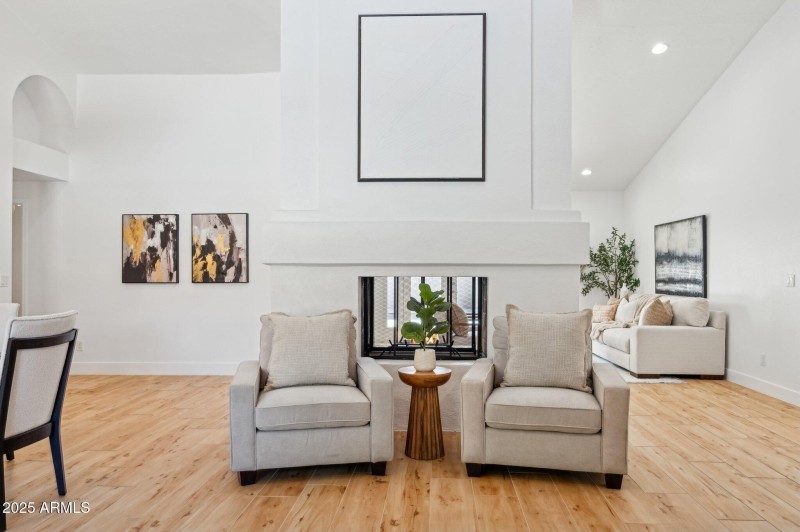 Dual-zone fireplace, formal & casual