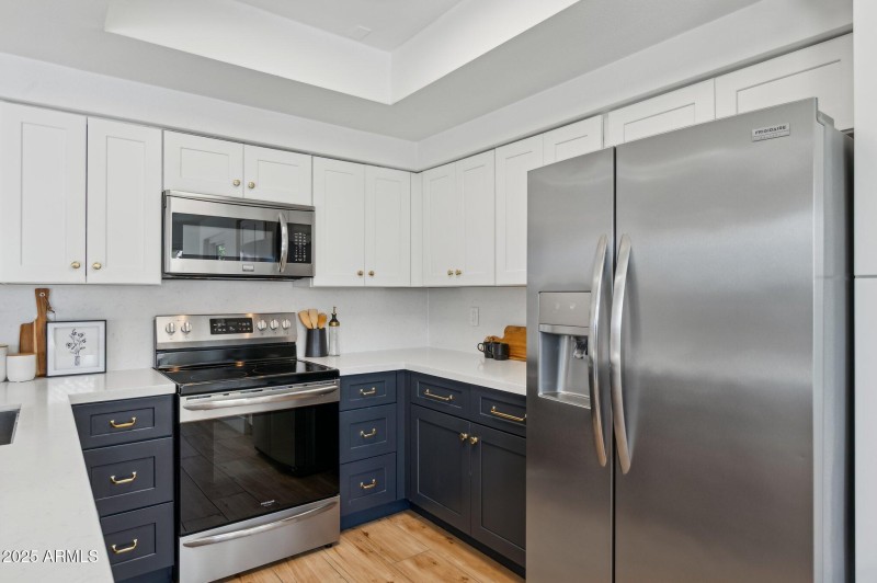 Gleaming stainless steel appliances