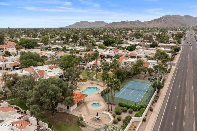 Aerial community pool and tennis 2