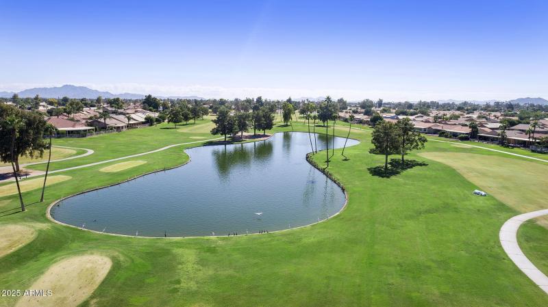 Aerial view - lake on golf course