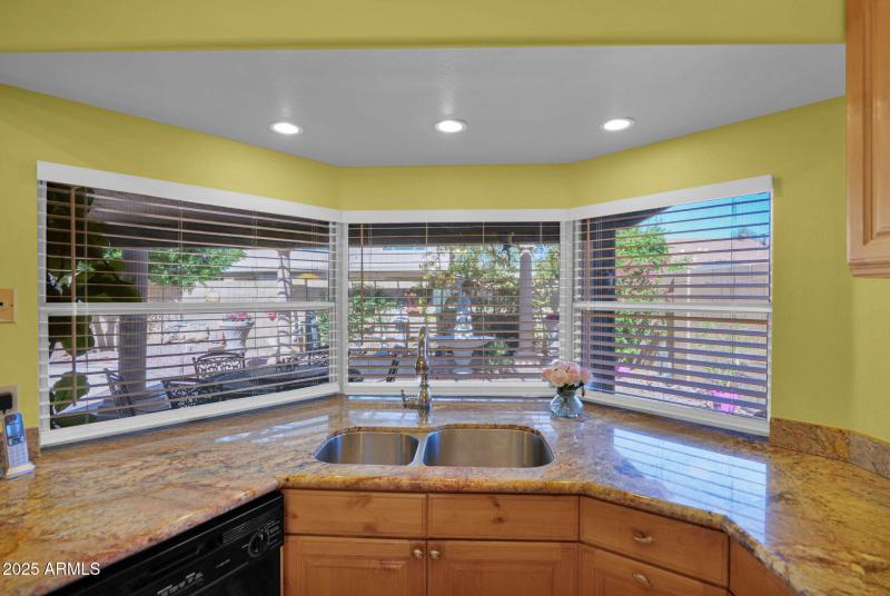Kitchen with Views of Backyard