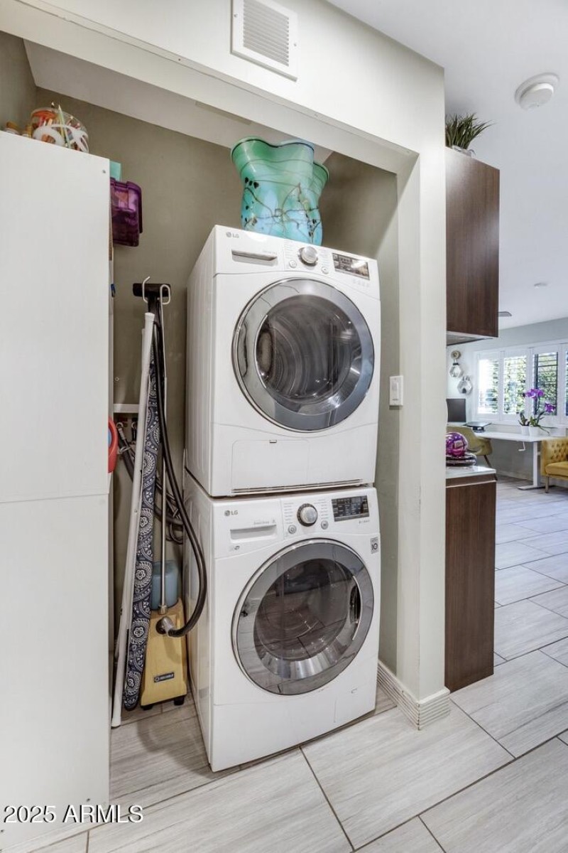 Inside Stacked Laundry