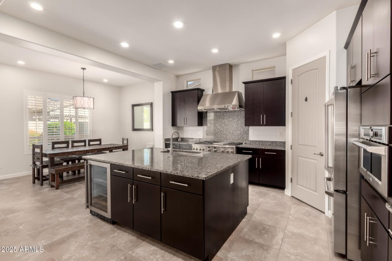Kitchen island with beverage fridge