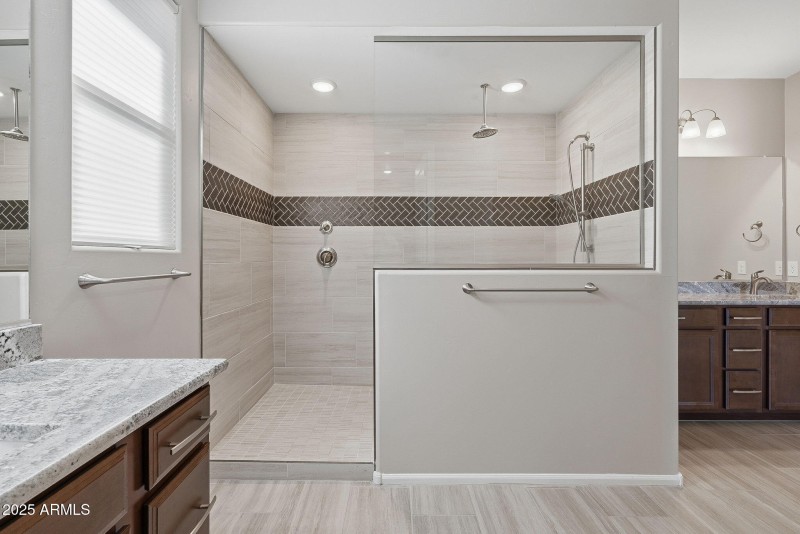 Primary Shower with Dual Sinks
