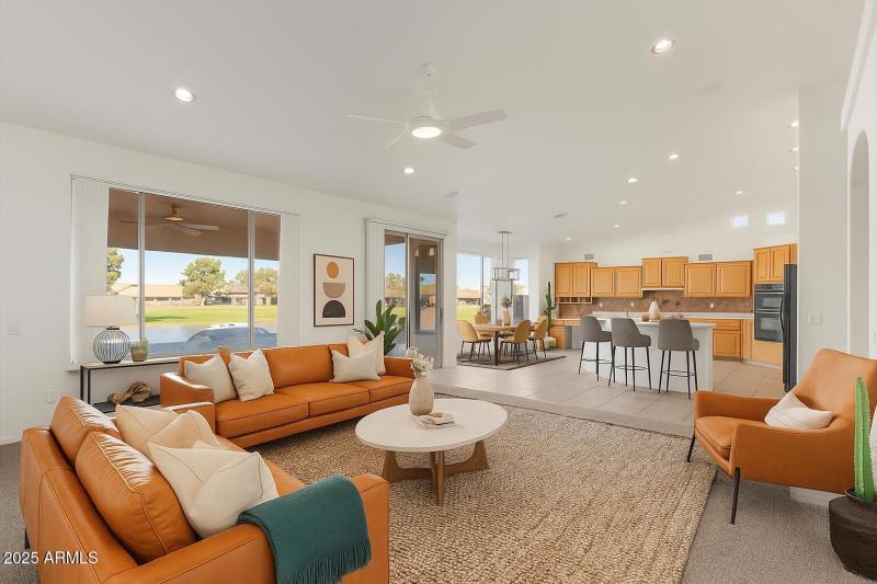 Staged family and kitchen