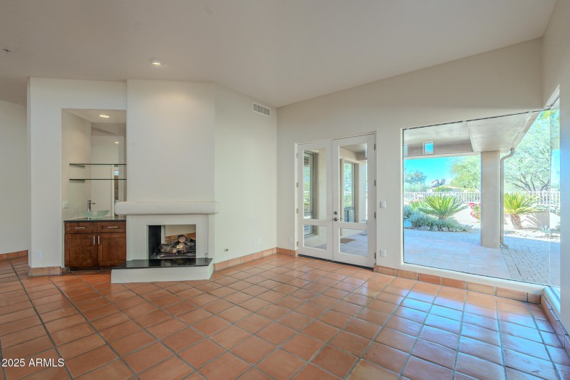 Greatroom with french doors to patio