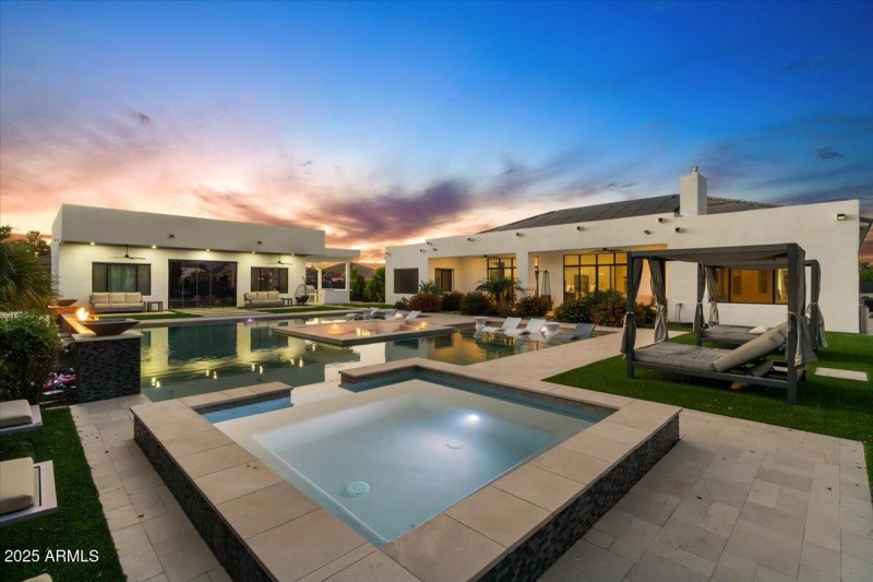 105-Hot Tub and Back of home twilight