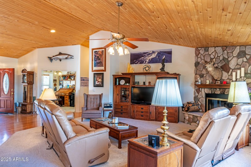 Hardwood Floors & Stone Fireplace