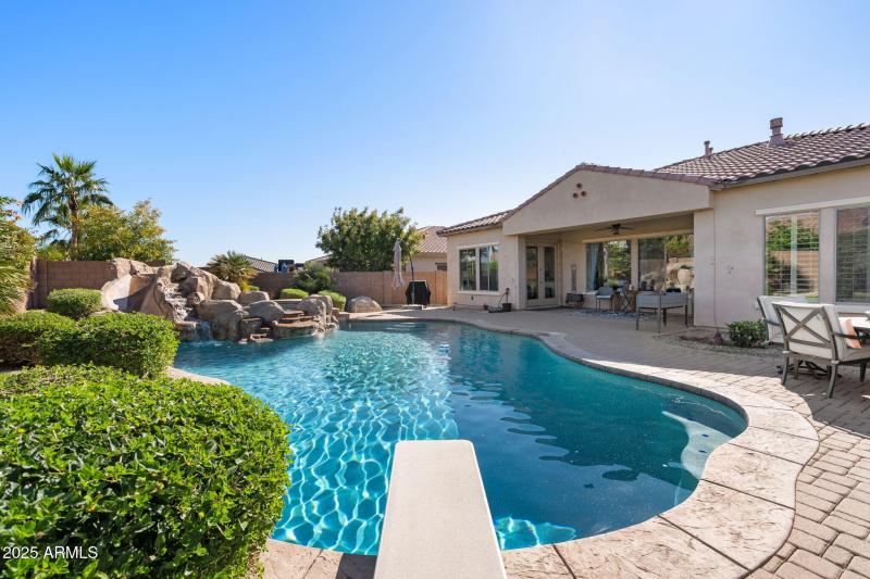 Backyard with diving pool
