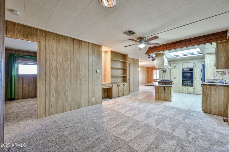 looking into kitchen