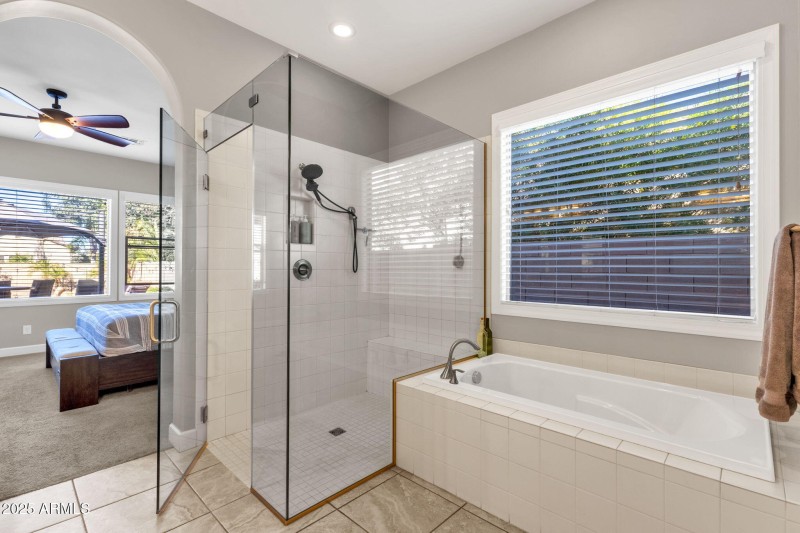 Separate tub and shower