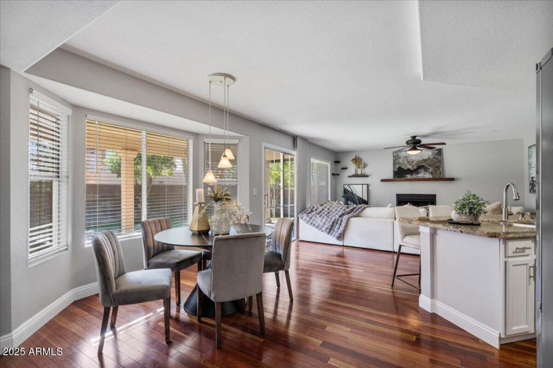 Dining table and living room