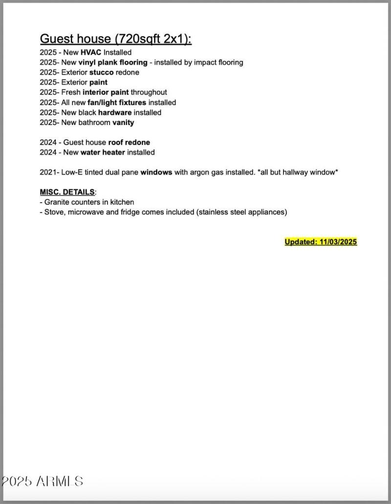 Improvements- Guest House