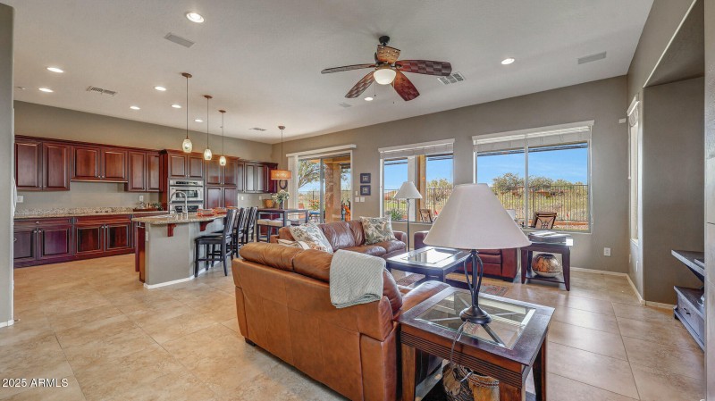 Open concept family room and kitchen