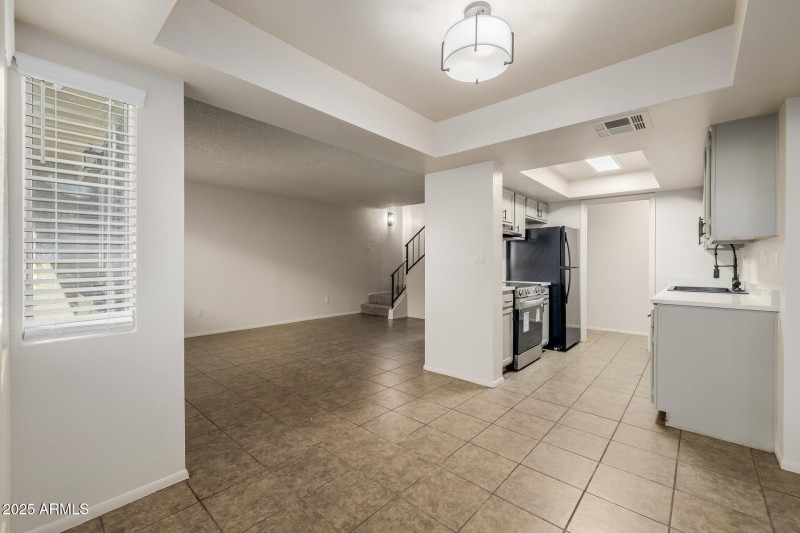 Dining room into Kitchen and Living Room