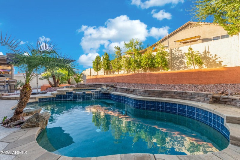 Backyard - resurfaced pool and spa
