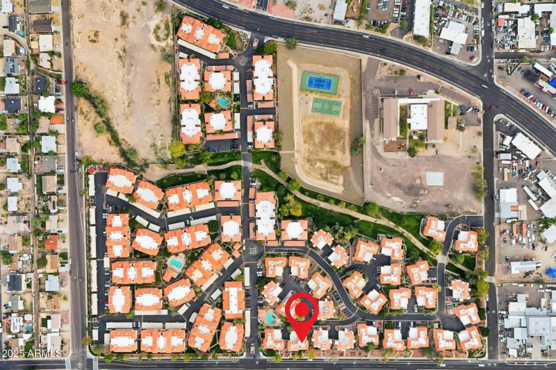 Aerial View of pools, etc