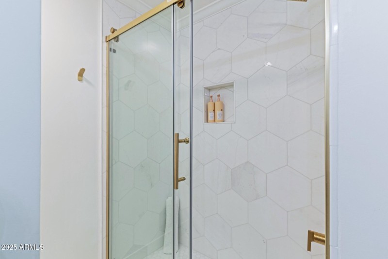 Enclosed Shower With Glazed Tile