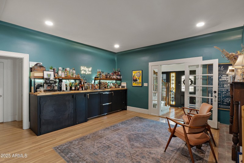 Living Room with Custom Bar