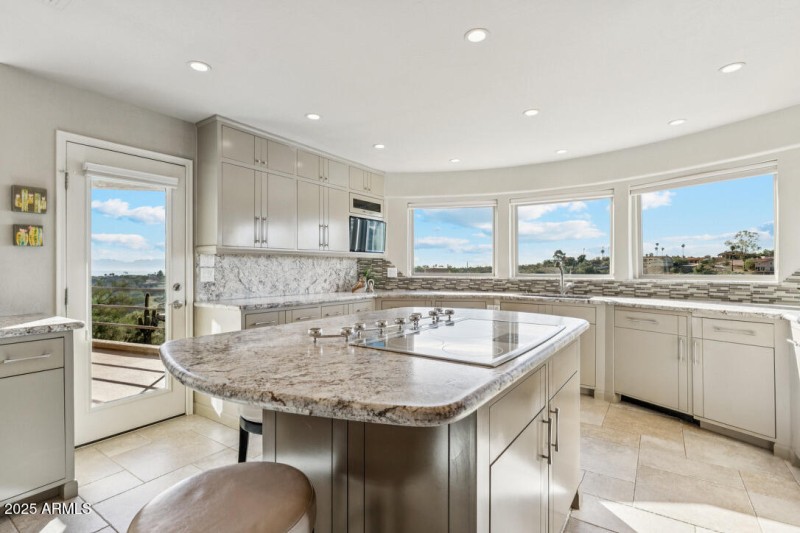 Kitchen with access to surrounding deck