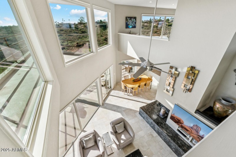 View from loft to great room