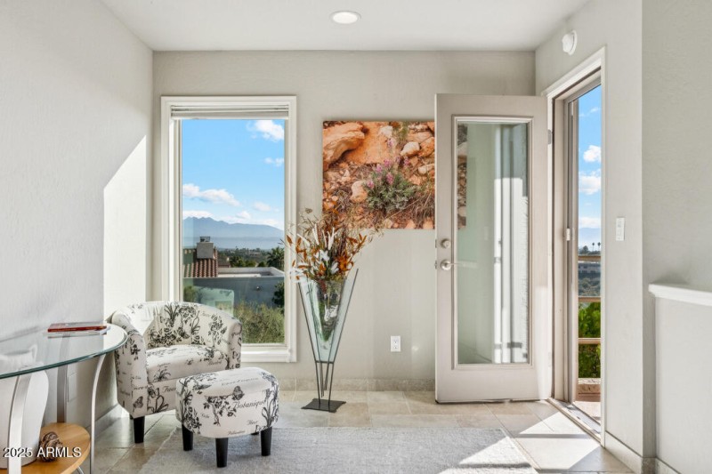 Loft sitting area view with private deck