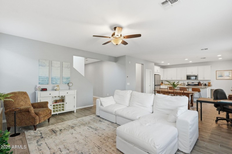 Great room view to the kitchen