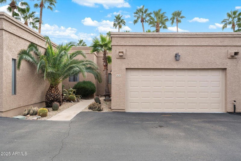 Front view of 2-car garage
