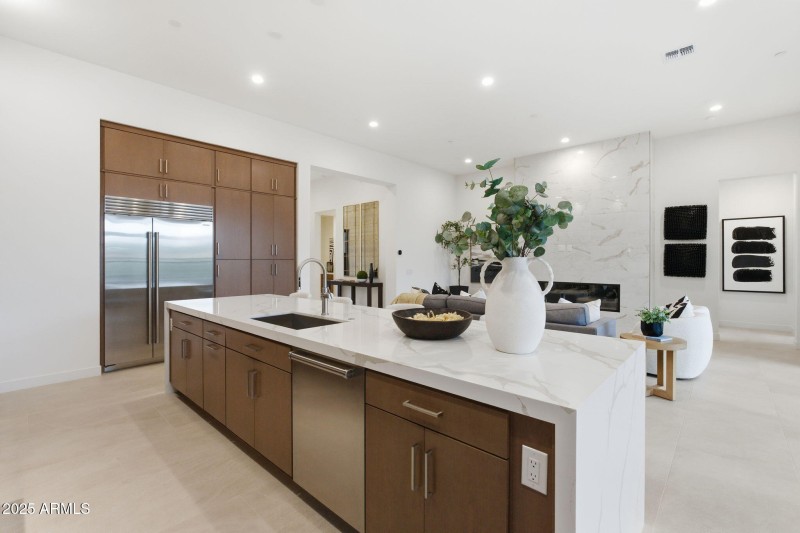 Kitchen W Waterfall Island