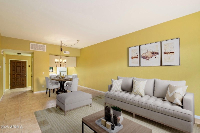 Great room virtually staged