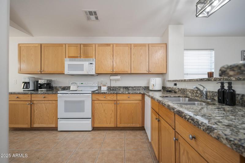 Oak cabinets in the kitchen
