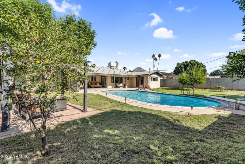 Spacious yard with lush green grass